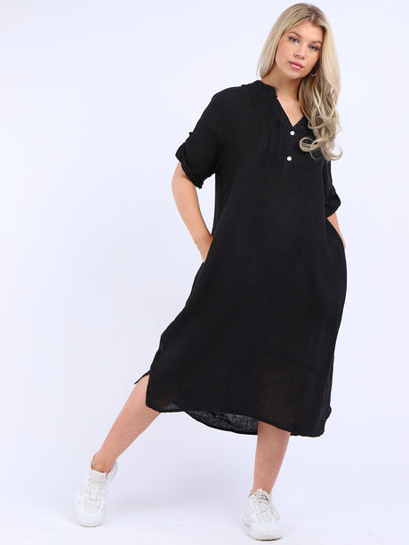 Slouchy Plain Plus Size Linen Dress