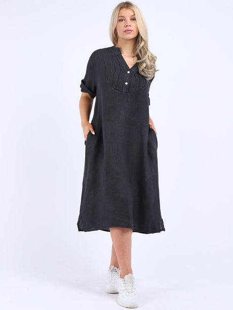 Slouchy Plain Plus Size Linen Dress