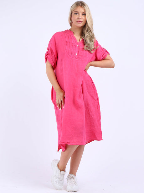 Slouchy Plain Plus Size Linen Dress