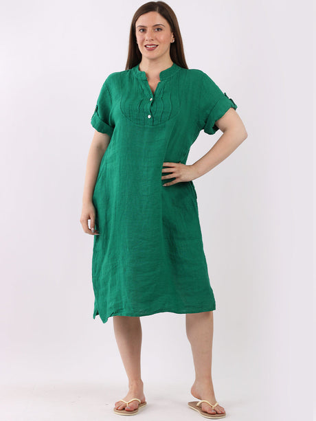 Slouchy Plain Plus Size Linen Dress