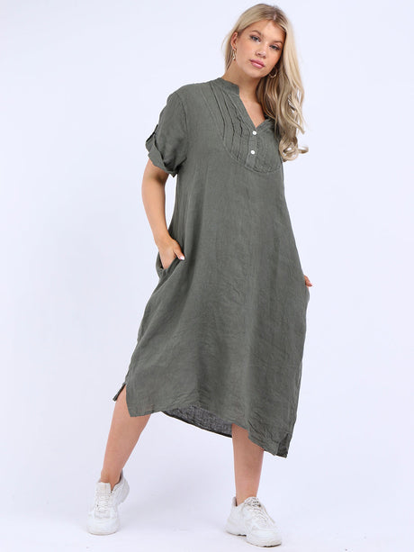 Slouchy Plain Plus Size Linen Dress