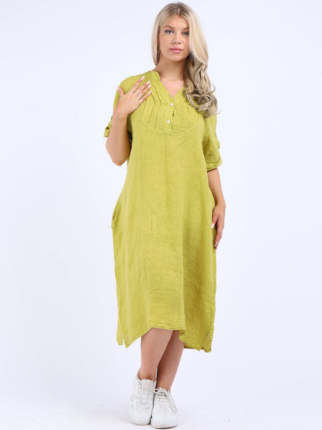 Slouchy Plain Plus Size Linen Dress