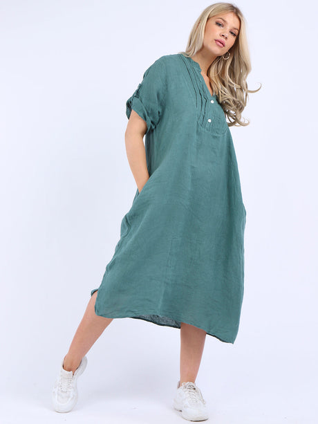 Slouchy Plain Plus Size Linen Dress