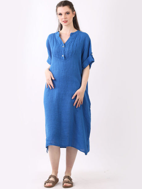 Slouchy Plain Plus Size Linen Dress