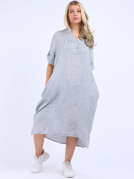 Slouchy Plain Plus Size Linen Dress