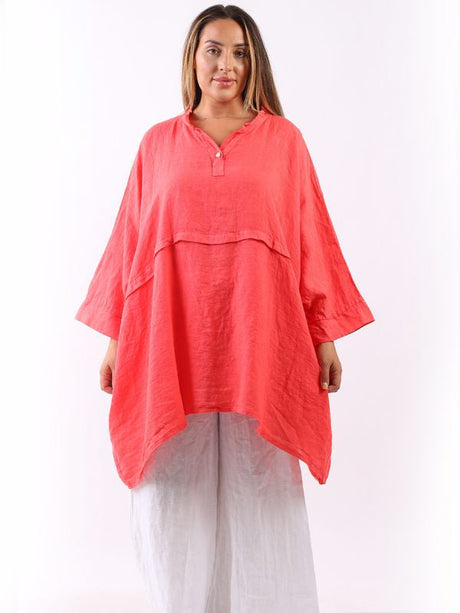 Plus Size Linen Batwing Top