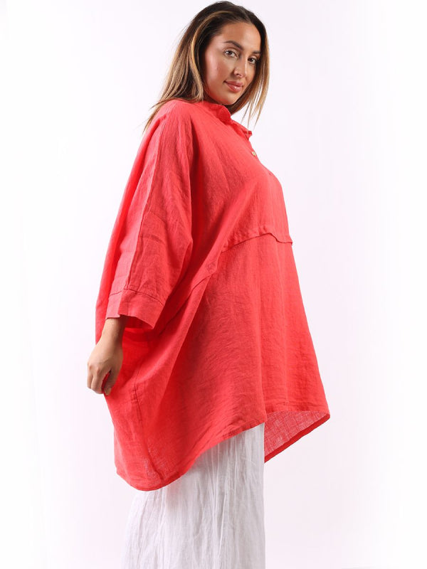 Plus Size Linen Batwing Top