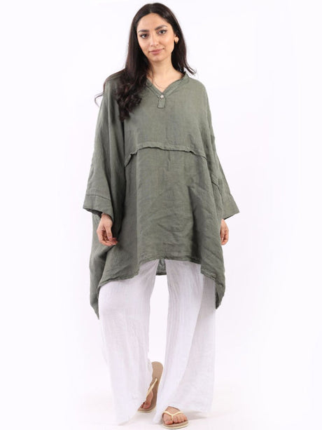 Plus Size Linen Batwing Top