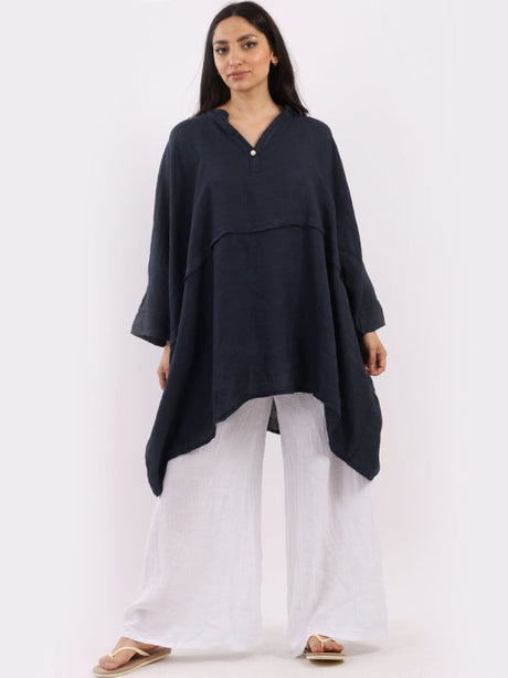 Plus Size Linen Batwing Top