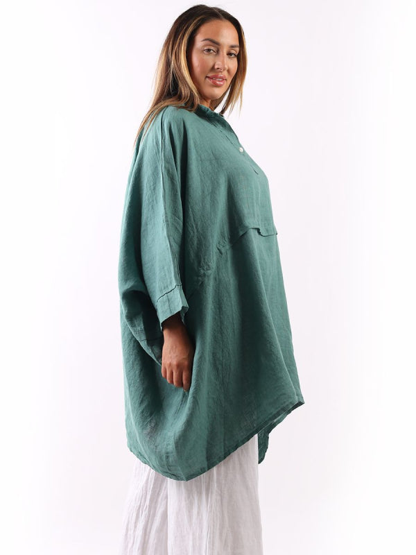 Plus Size Linen Batwing Top