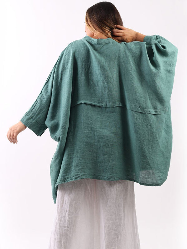 Plus Size Linen Batwing Top