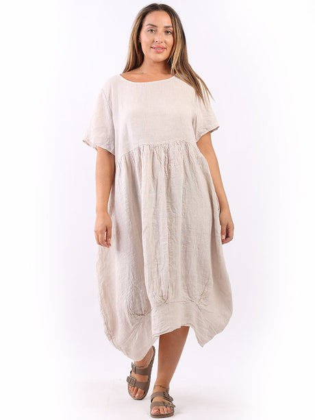 Linen Quirky Lagenlook Midi Swing Dress