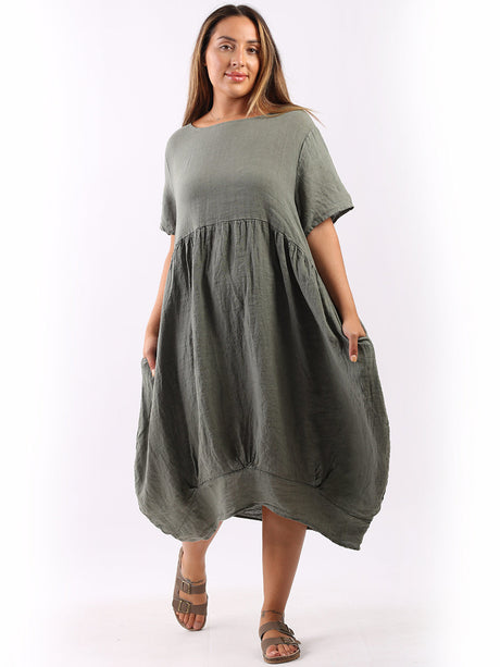 Linen Quirky Lagenlook Midi Swing Dress