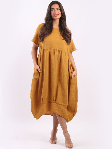 Linen Quirky Lagenlook Midi Swing Dress