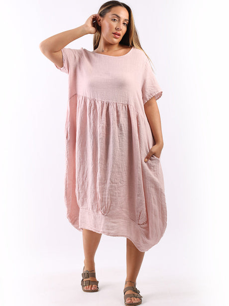 Linen Quirky Lagenlook Midi Swing Dress