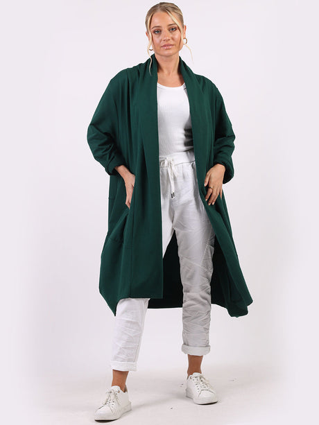 Plain Open Front Ladies Plus Size Cotton Cardigan