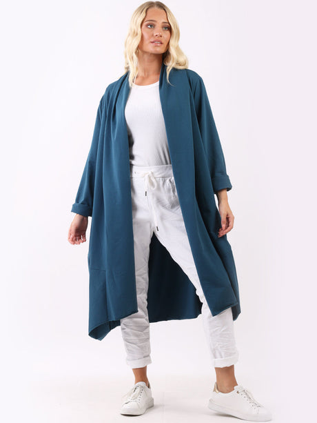 Plain Open Front Ladies Plus Size Cotton Cardigan