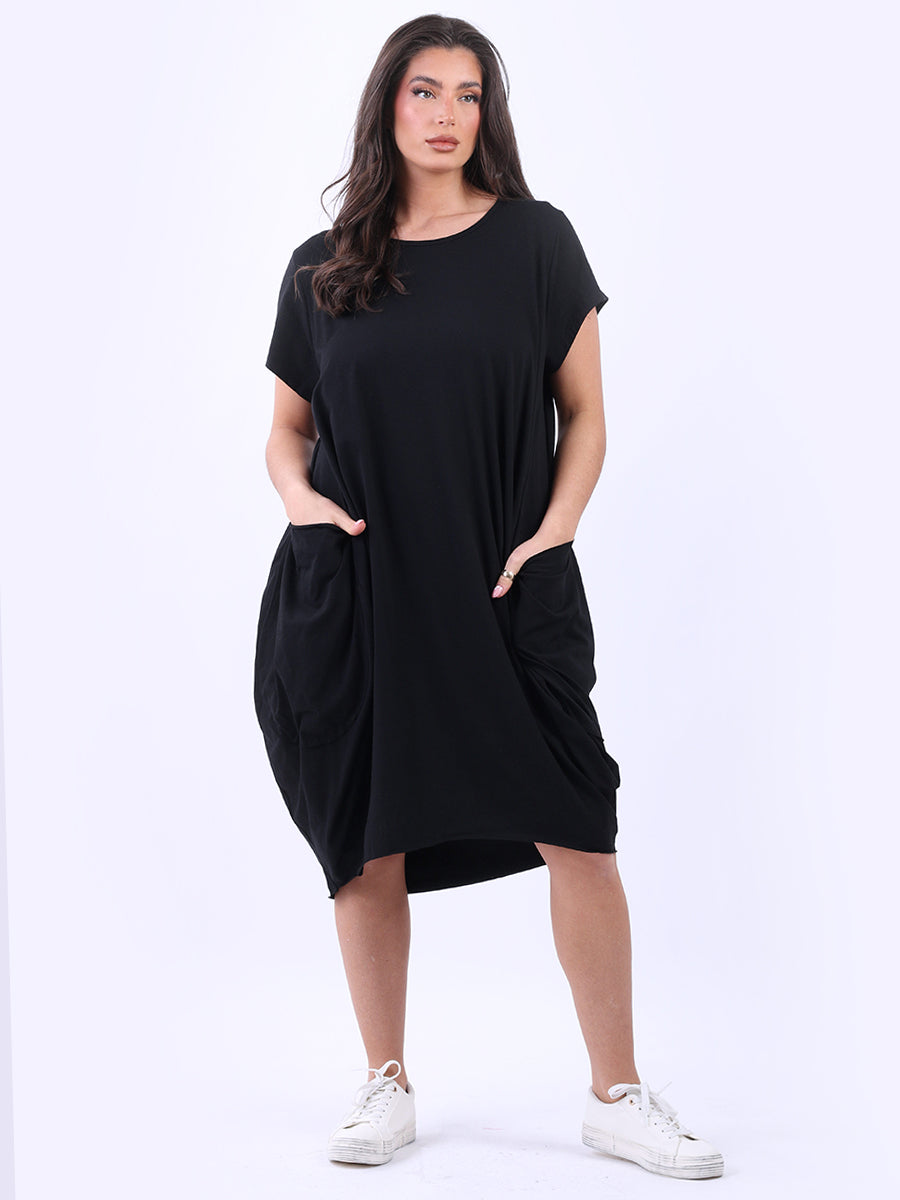 Women Raw Edges Plus Size Plain Cotton Dress