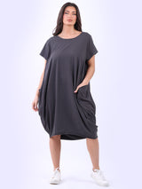 Women Raw Edges Plus Size Plain Cotton Dress