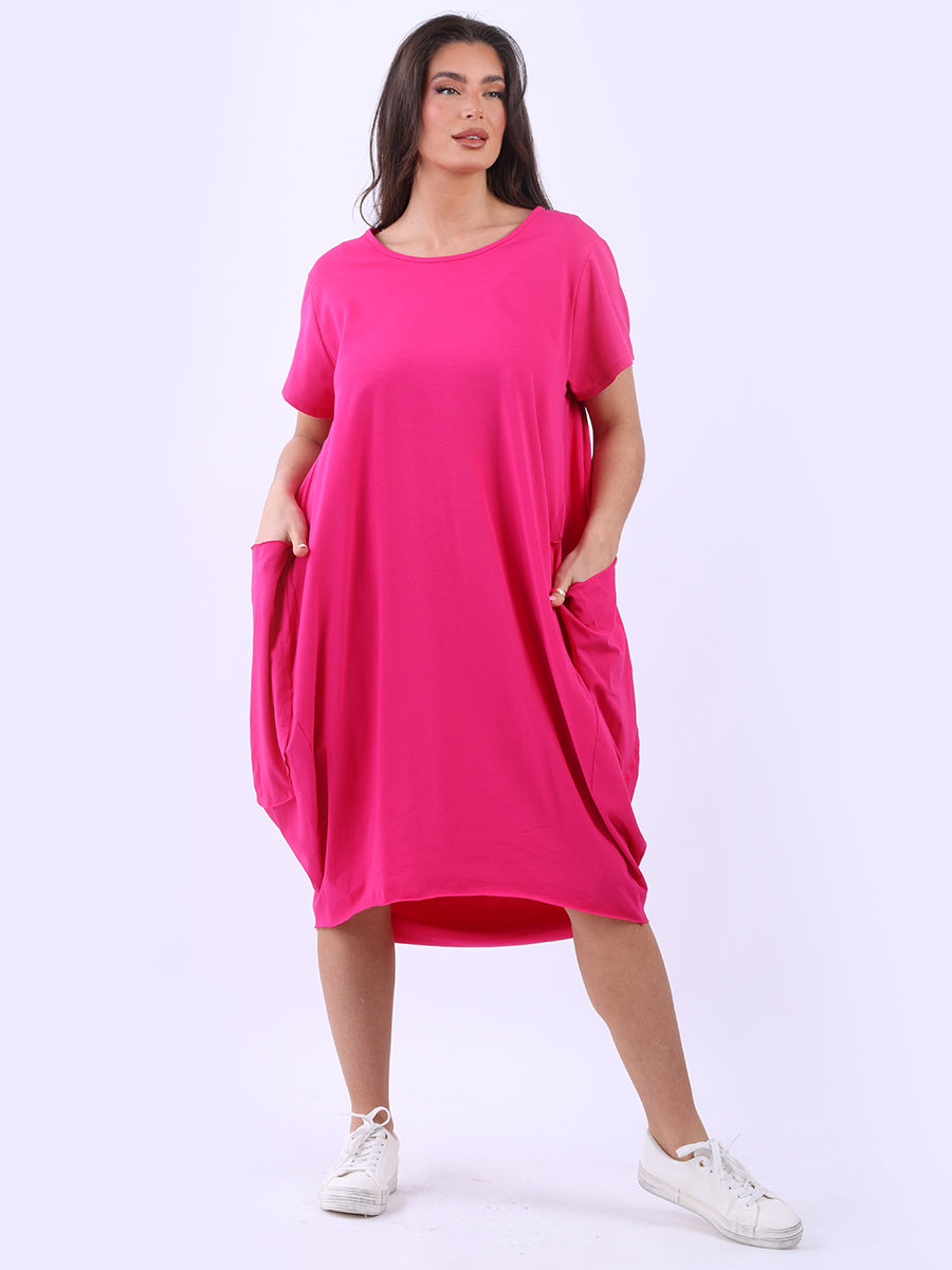 Women Raw Edges Plus Size Plain Cotton Dress