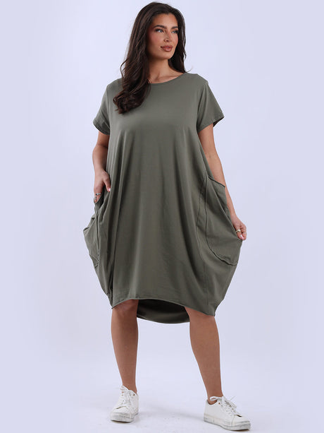 Women Raw Edges Plus Size Plain Cotton Dress