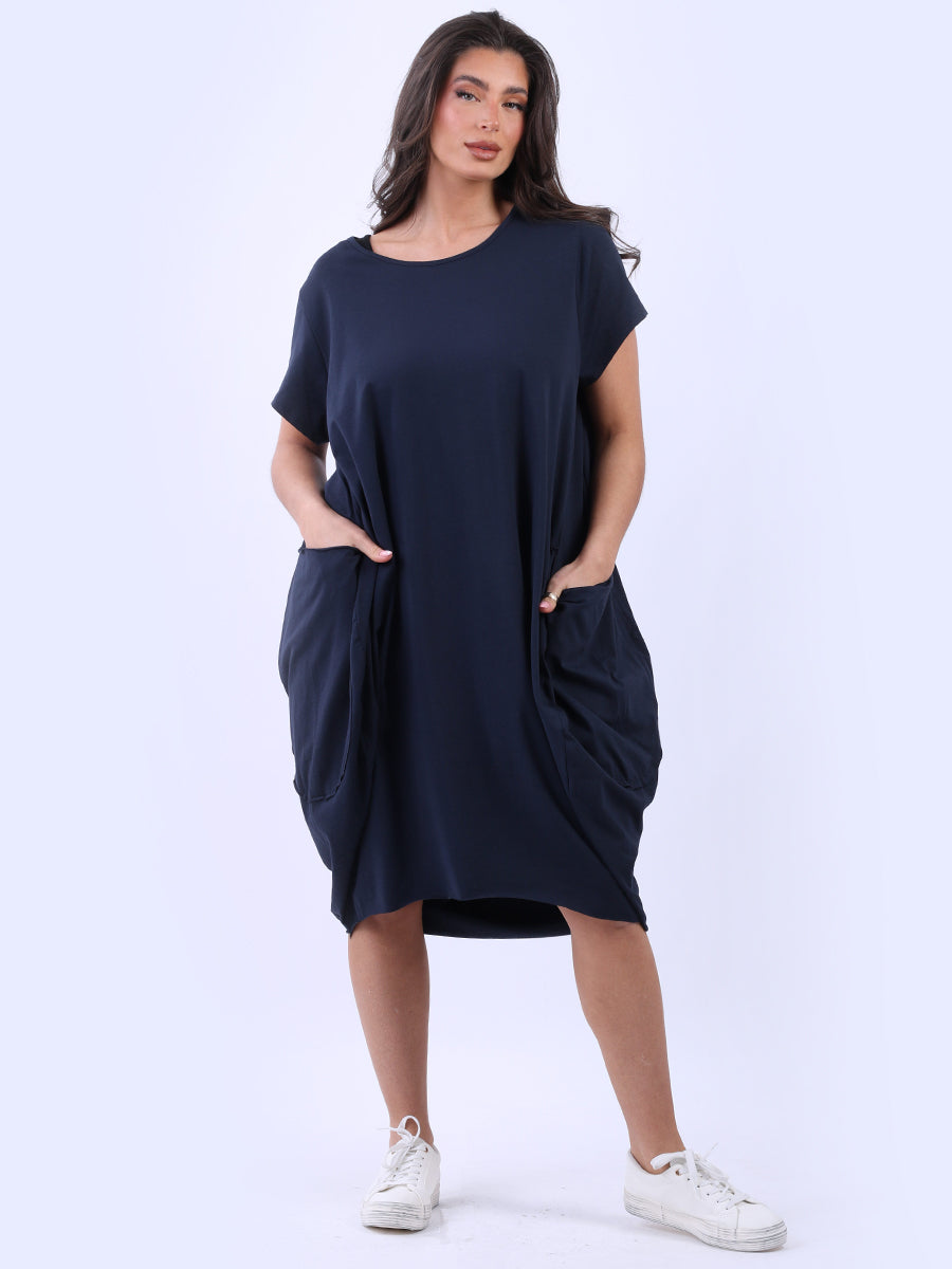 Women Raw Edges Plus Size Plain Cotton Dress