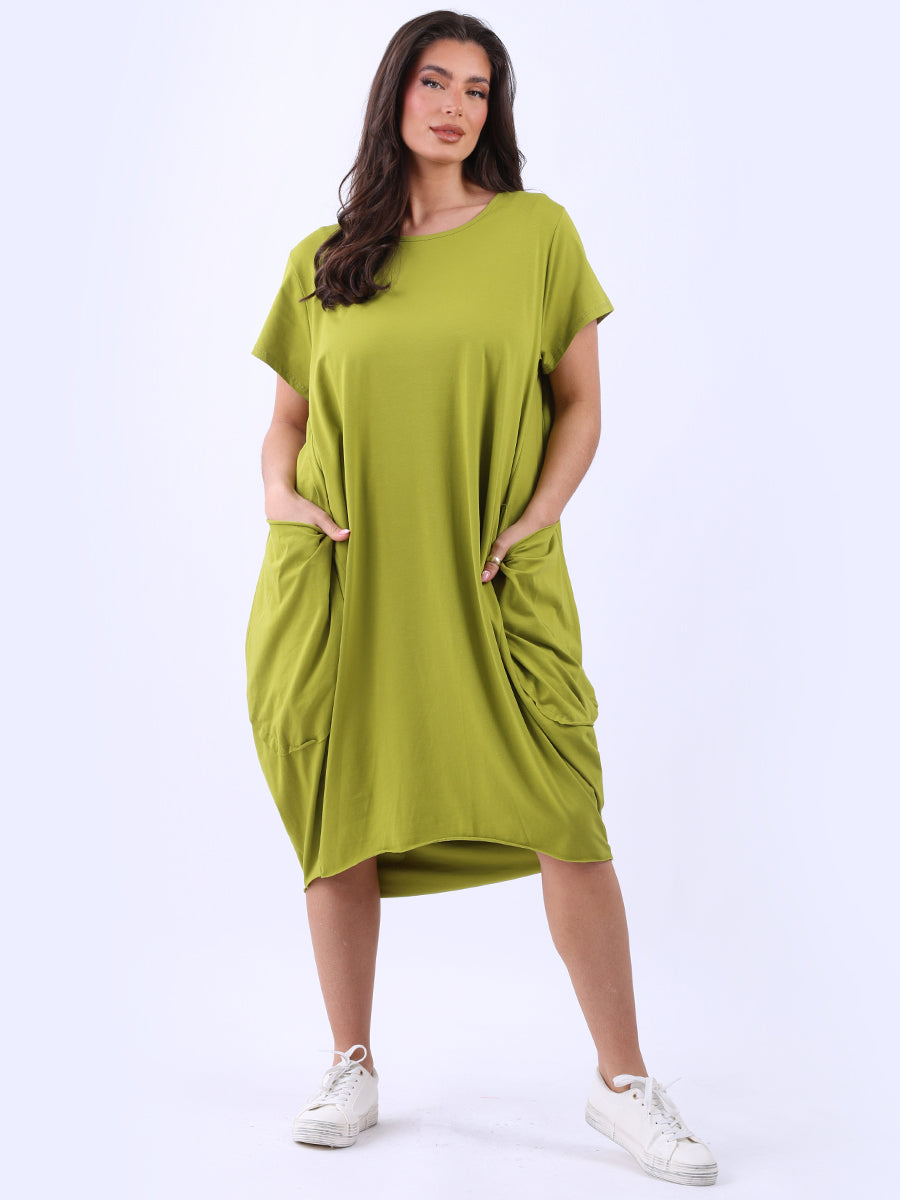 Women Raw Edges Plus Size Plain Cotton Dress