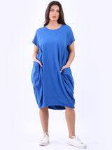 Women Raw Edges Plus Size Plain Cotton Dress