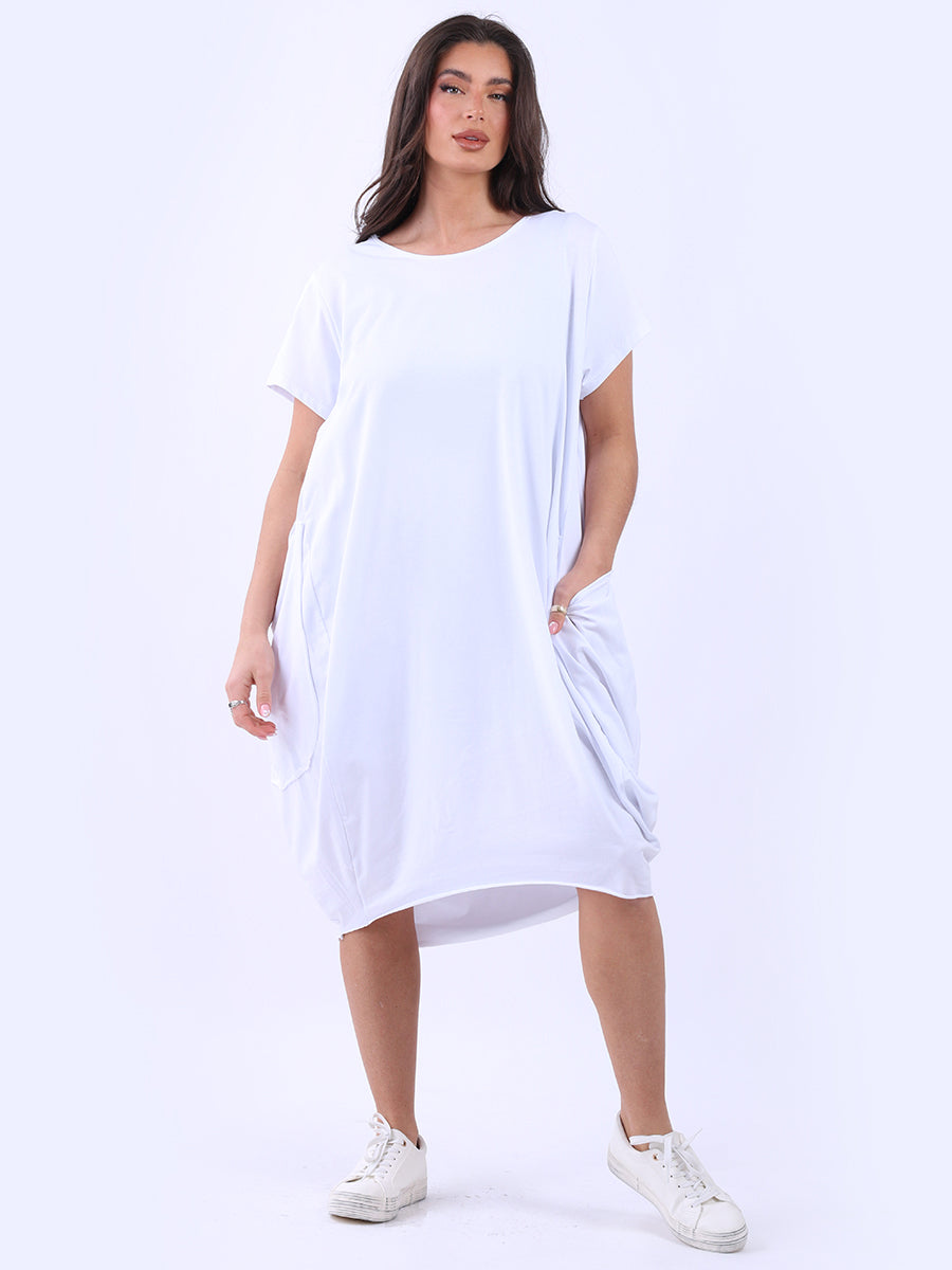 Women Raw Edges Plus Size Plain Cotton Dress