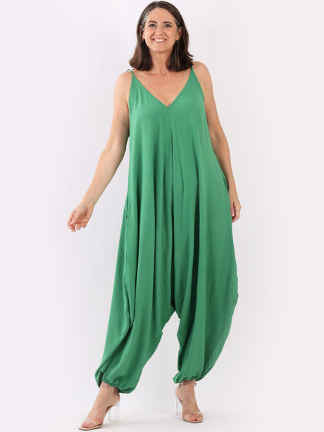 Pleated Front Balloon Hem Ladies Jumpsuit