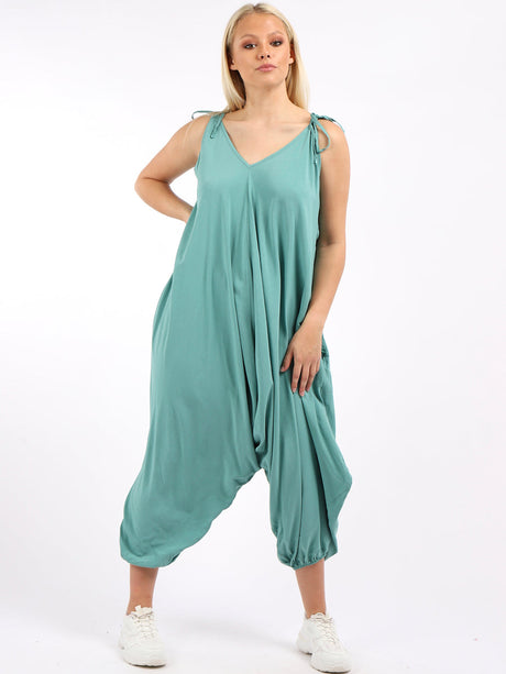 Pleated Front Balloon Hem Ladies Jumpsuit