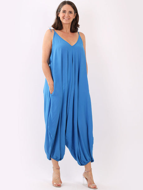 Pleated Front Balloon Hem Ladies Jumpsuit