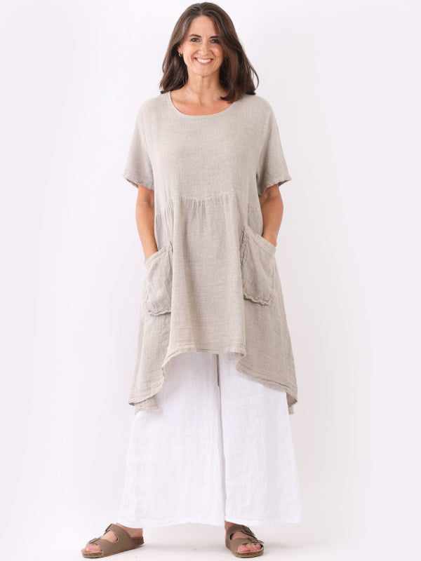 Vintage Wash Linen Midi Dress