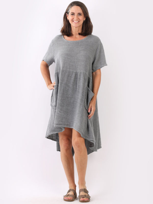 Vintage Wash Linen Midi Dress