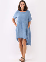 Vintage Wash Linen Midi Dress