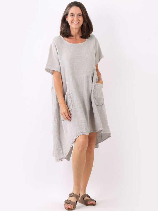 Vintage Wash Linen Midi Dress