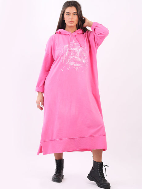 Plus Size Cotton Hooded Dress