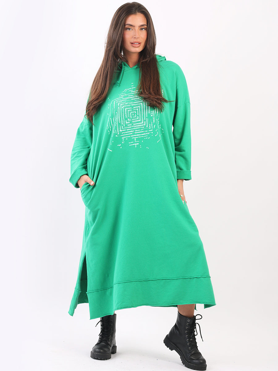 Plus Size Cotton Hooded Dress