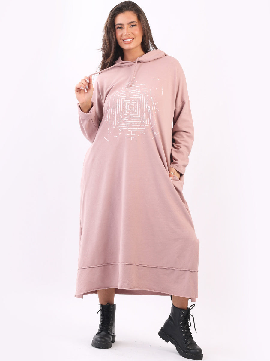 Oversized Sequin Cotton Hooded Maxi Dress Yayavoo UK