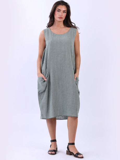 Plus Size Cotton Stripy Tank Dress