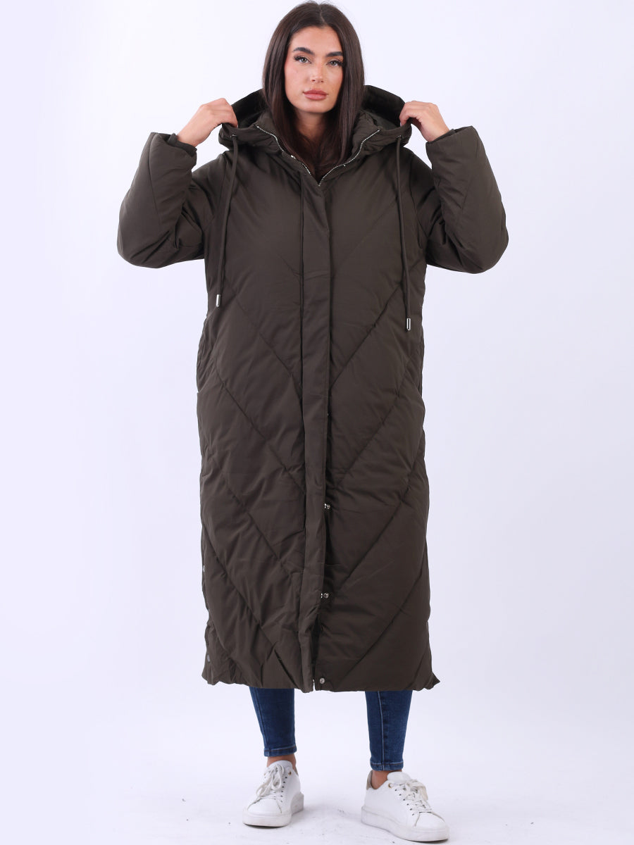 Italian Padded Puffer Women Oversized Long Hoodie Jacket