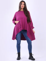 Ladies Solid Oversized Cotton Lagenlook Tunic