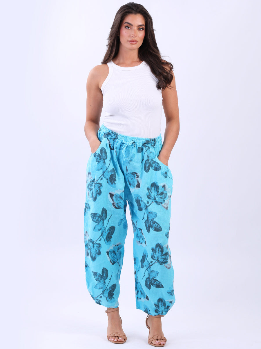  Linen Floral Trouser