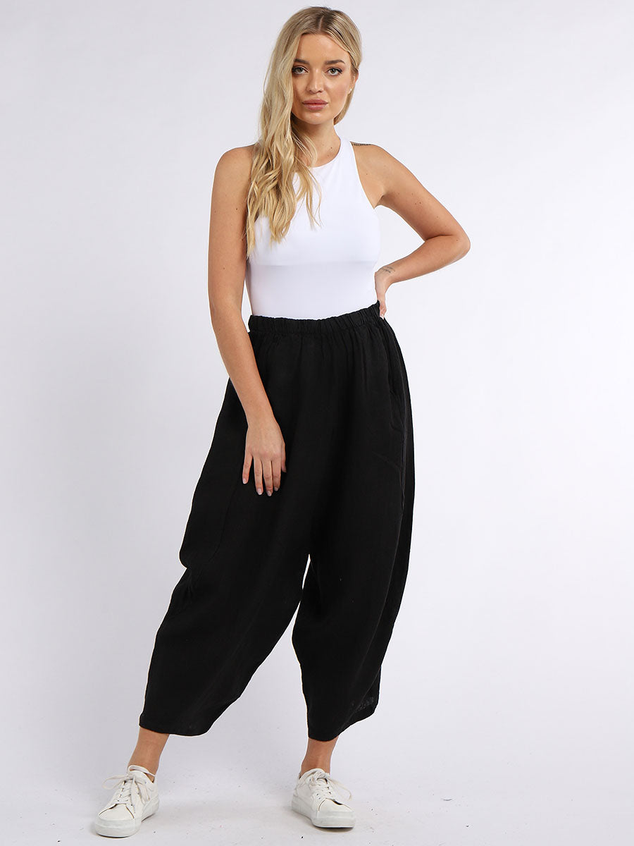 Plain Wide Leg Ladies Loose Linen Trouser