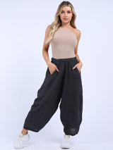 Plain Wide Leg Ladies Loose Linen Trouser