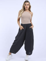 Plain Wide Leg Ladies Loose Linen Trouser