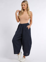 Plain Wide Leg Ladies Loose Linen Trouser