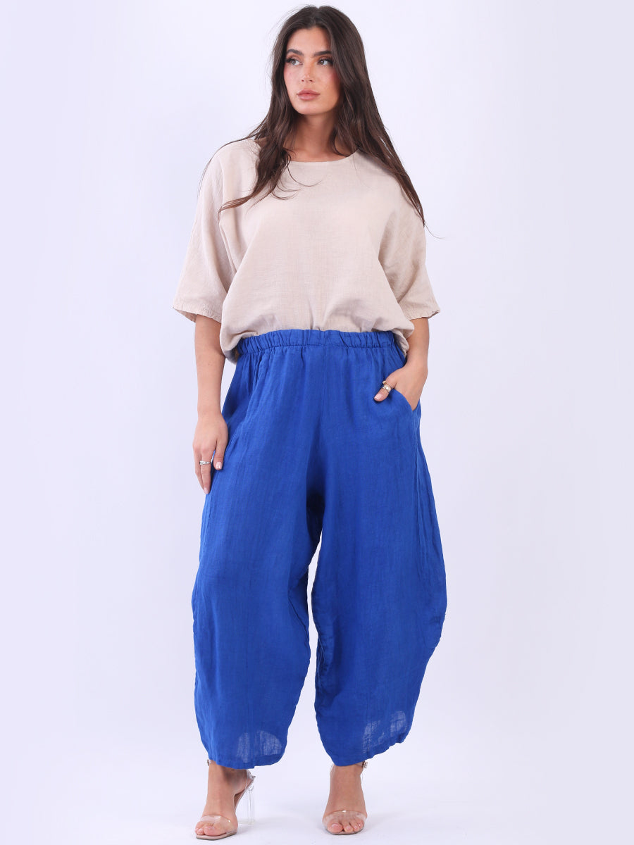 Plain Wide Leg Ladies Loose Linen Trouser