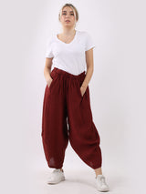 Plain Wide Leg Ladies Loose Linen Trouser