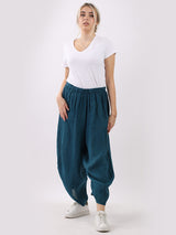 Plain Wide Leg Ladies Loose Linen Trouser